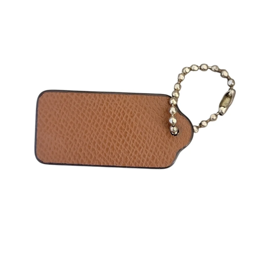 Coach Tan Leather Tag with Gold Chain